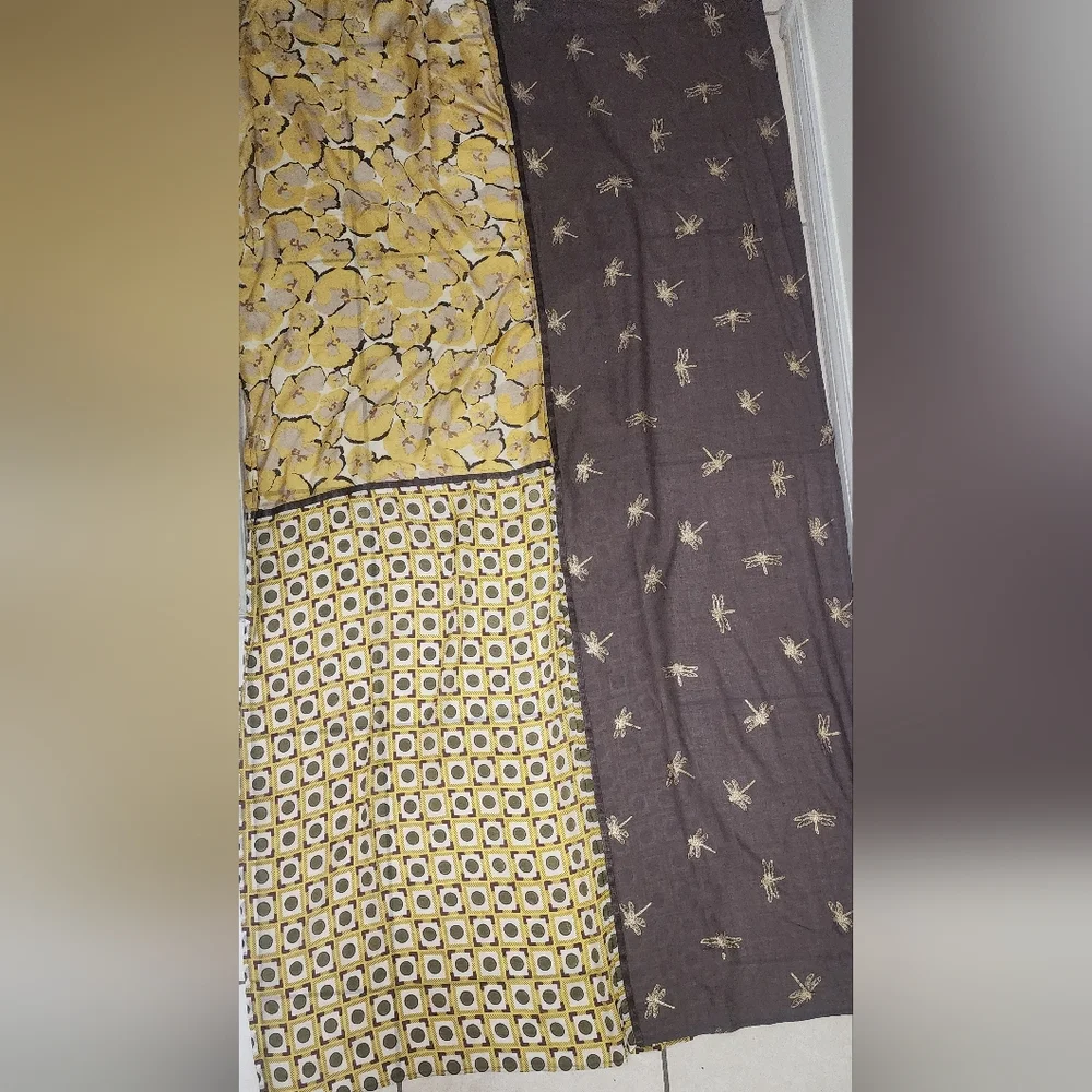 Yellow‎ and Brown Patterned Scarf 58